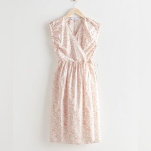 & Other Stories Printed Wrap Midi Dress in "White Florals size large (44 eur)